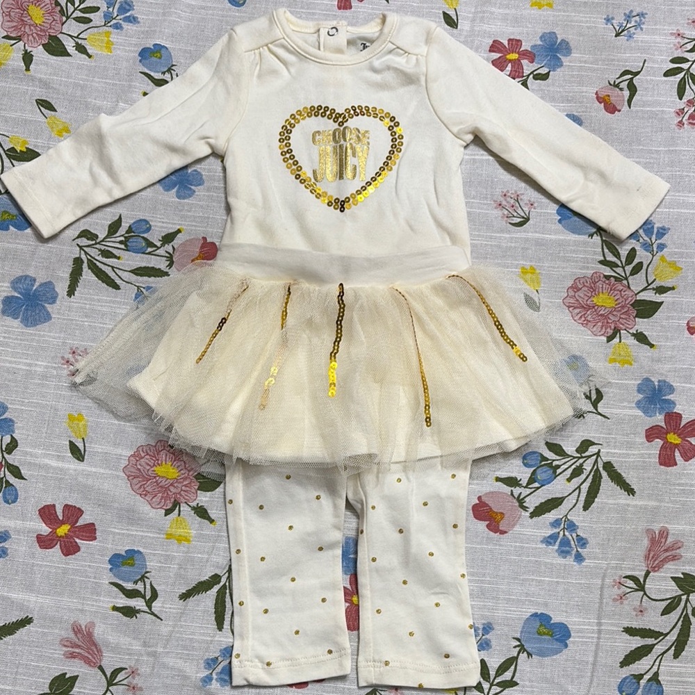 Gold and Cream Baby Outfit with Tulle Skirt
